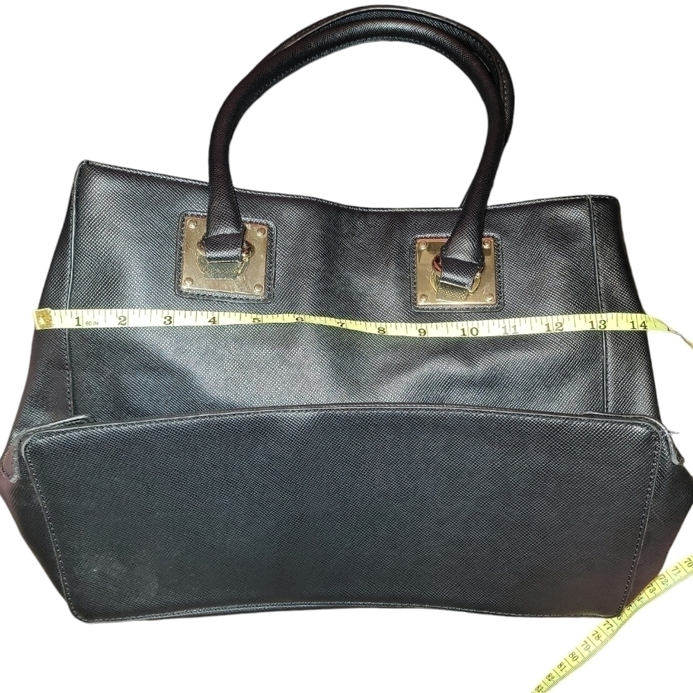 Mossimo black shoulder bag with gold accents. A lot of pockets, zippers, clean - Picture 7 of 11